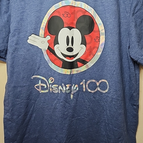 Mickey Mouse Disney 100 Year Celebration Front and Back Design M Blue T-shirt - Picture 2 of 7